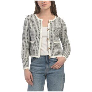 THEO & SPENCE Round Neck Button Cardigan Sweater